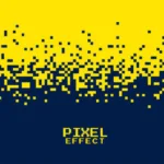yellow and blue dotted pattern abstract banner with pixel effect vector